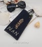 Glasses case for Nan in denim with bead cluster. - Image 1