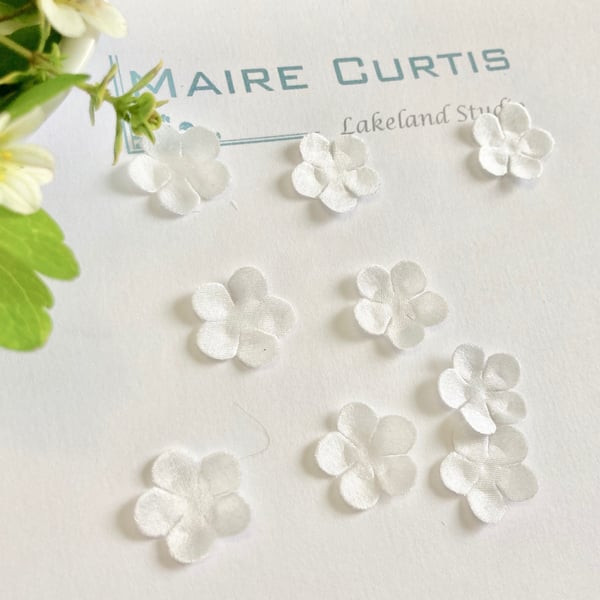 White Silk Satin Forget me not Flowers