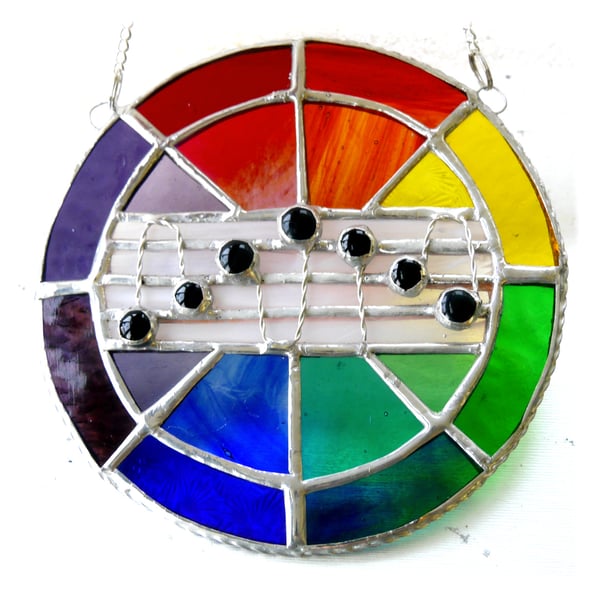 Sing a Rainbow Stained Glass Suncatcher Musical Notes 006