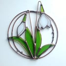 Stained Glass Snowbell Ring - handmade in Hampshire
