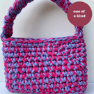 Pink and purple t shirt yarn bag