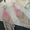 Spring Petal beaded fringe statement earrings, dangle earrings, birthday gift