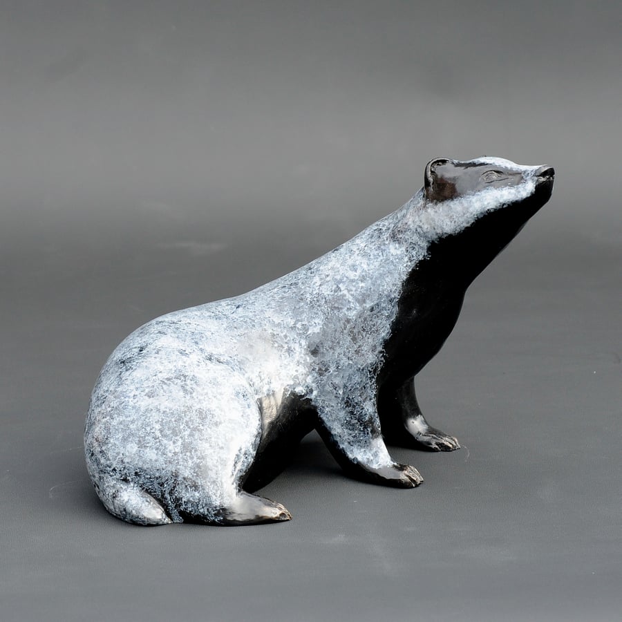 Badger sitting sculpture