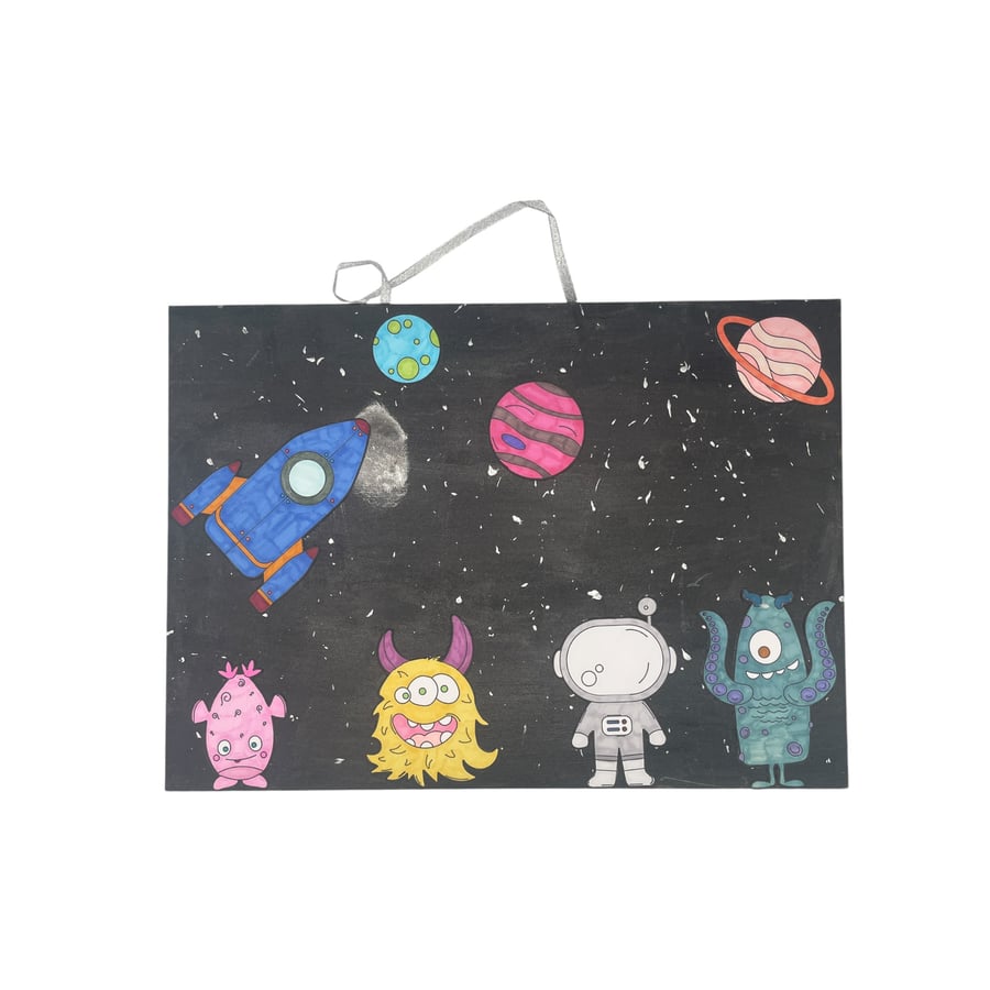 Image of Space Rectangle Children's Wall Art
