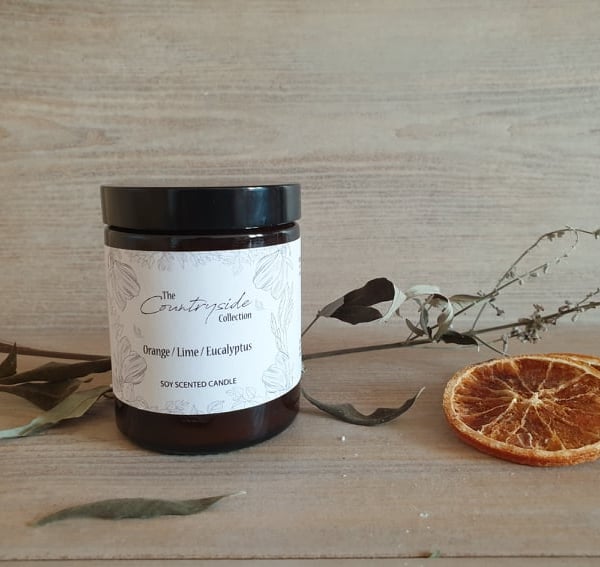 Orange Lime & Eucalyptus Soy Candle with essential oils