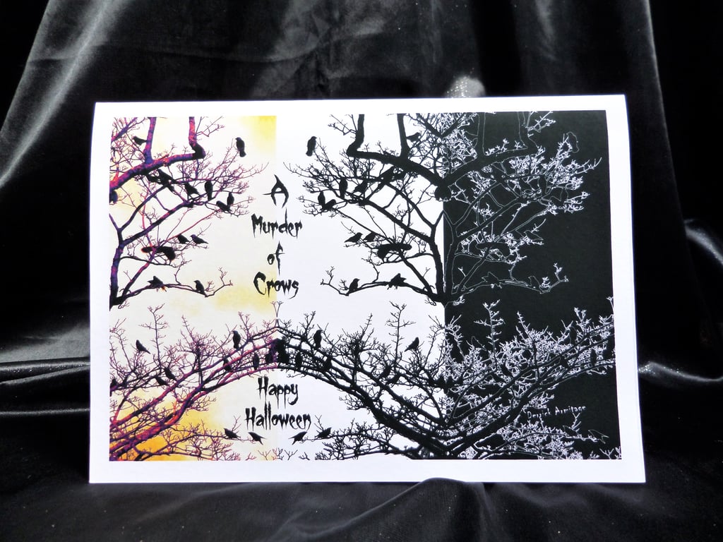 A Murder of Crows Halloween Card