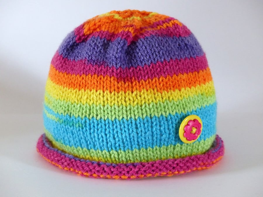 Knitted Rainbow Hat