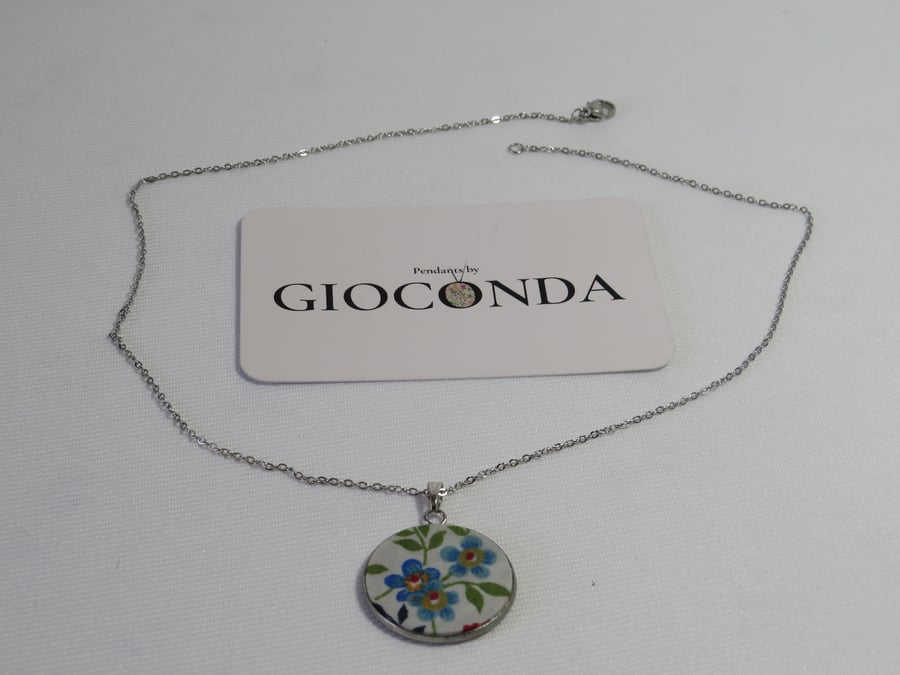 Hand Crafted Pretty Pendant - Made Using Liberty Print Fabric 