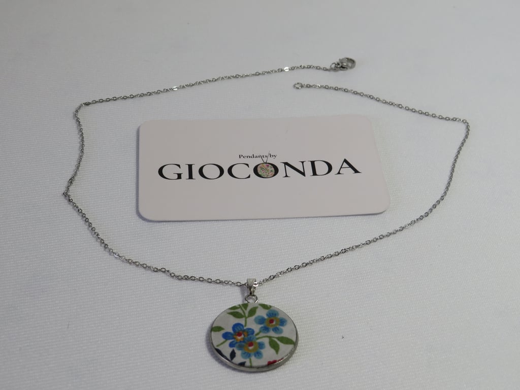 Hand Crafted Pretty Pendant - Made Using Liberty Print Fabric 