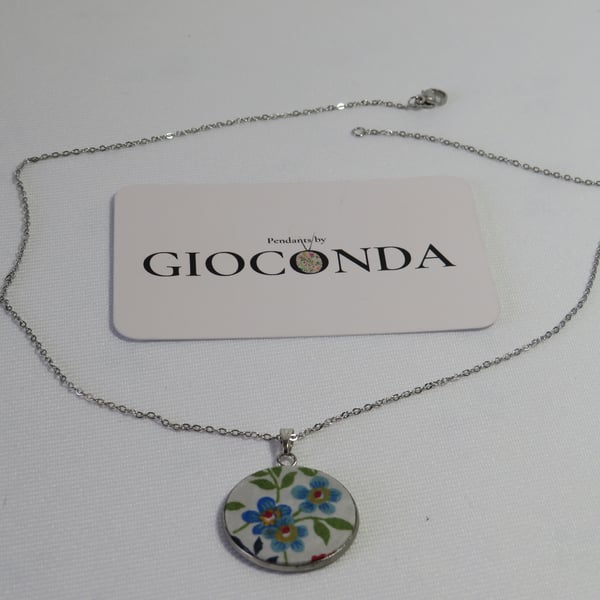 Hand Crafted Pretty Pendant - Made Using Liberty Print Fabric 