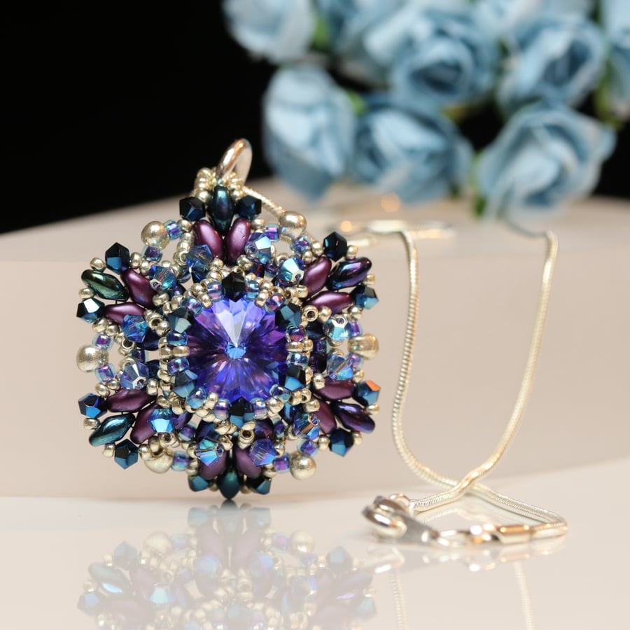 Sparkly Heliotrope and Purple Ceres Pendant 