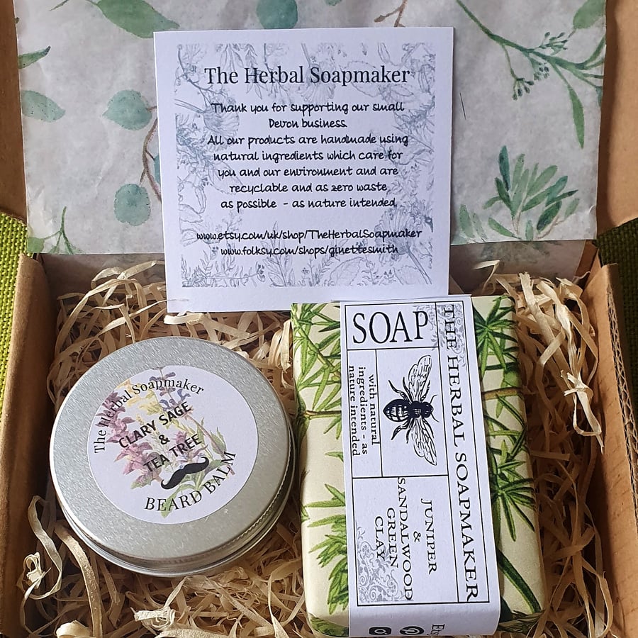 Beard Balm and Soap Gift Box - for men