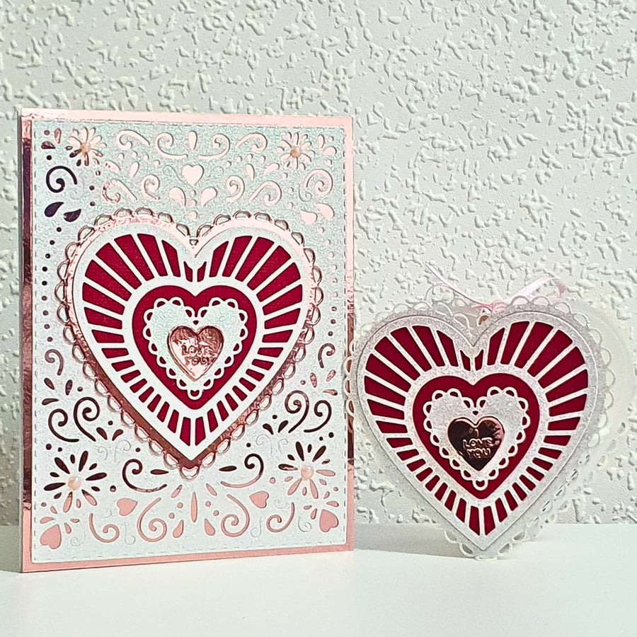 Valentine's Day Card & Small Heart Shaped Gift Box Set, Anniversary Set