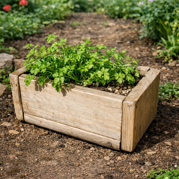 Rustic Solid Wooden plant Herb Trough Planter 40cm