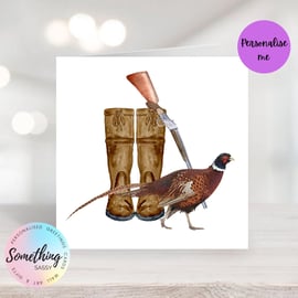 Pheasant, Gun and Wellies - Perfect Card for the shooting man or woman