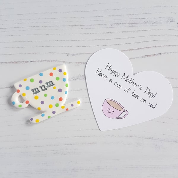 Cup of tea pocket hug token for Mum Mother's Day