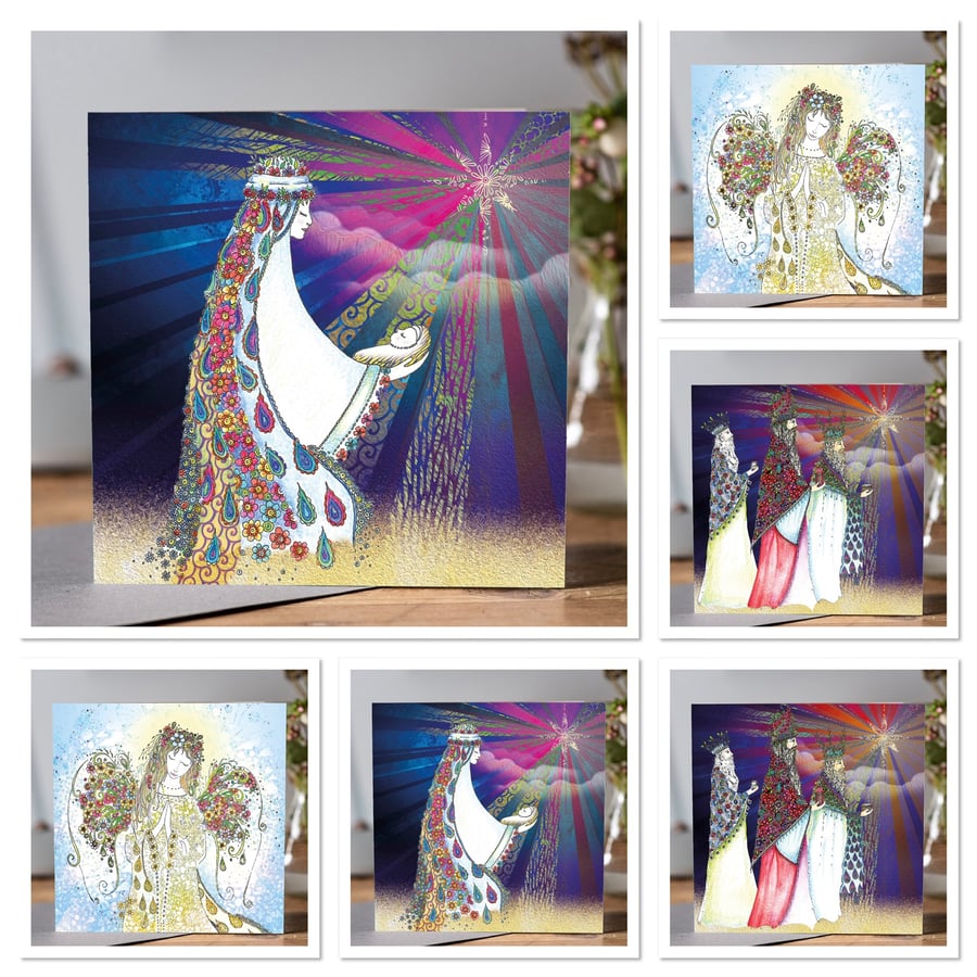 6 mixed Christmas Nativity scene card design 