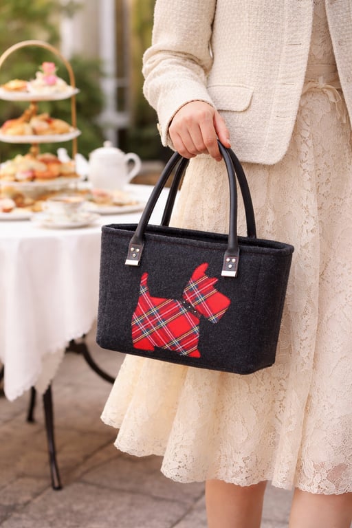 Royal Stewart Scottie Dog handbag british wool tweed handbag zip top handbag 
