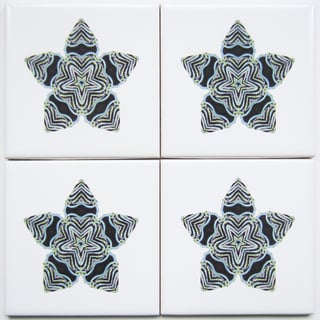 4 x Ragged Star Pattern Ceramic Tile Coasters with Cork Backing