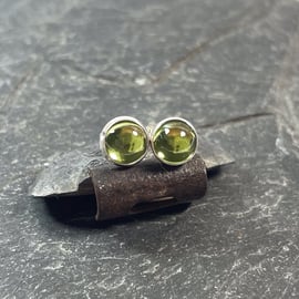 Peridot stud earrings sterling silver , gemstone studs