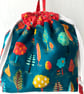 Cotton Drawstring with hanging Tab - Tree themed fabric design - Image 3