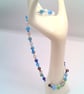 Blue Green and White Millefiori Bead Necklace, Millefiori Necklace, Gift for Her - Image 6