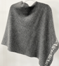 Lambswool knitted poncho - cliff grey and white