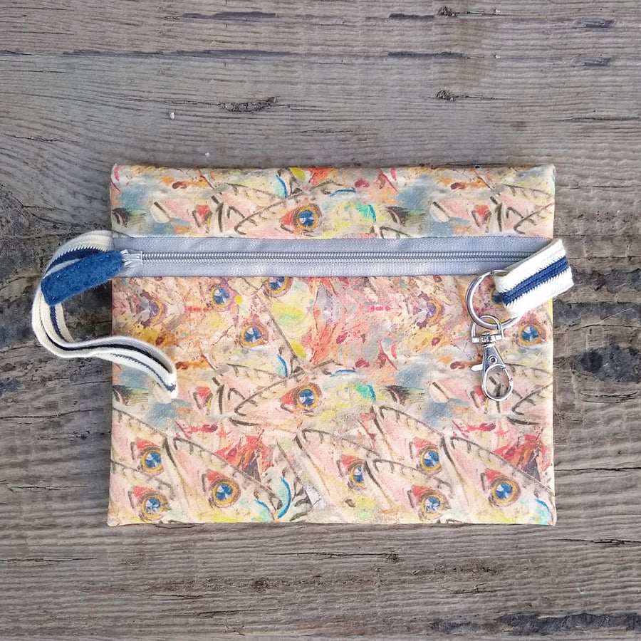 zip pouch with fish design
