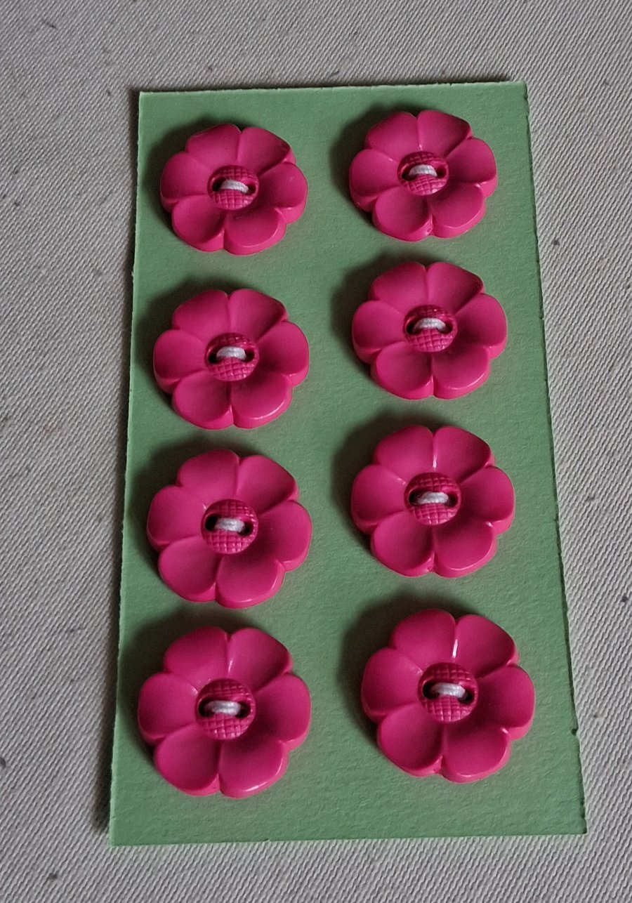 8 PINK FLOWER SHAPE BUTTONS