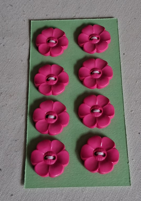 8 PINK FLOWER SHAPE BUTTONS