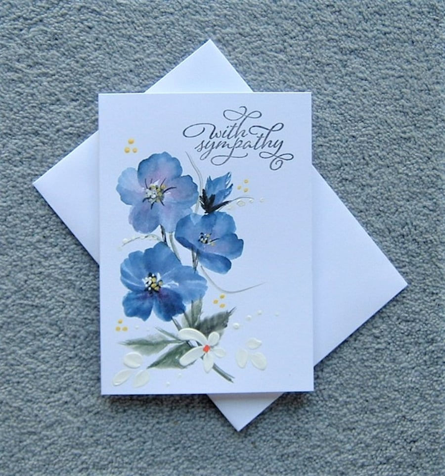 hand painted original art Sympathy card ( ref F 167 )