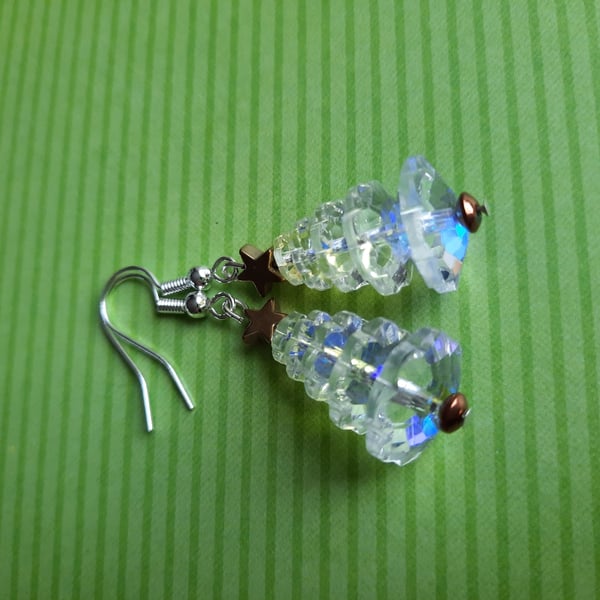 Crystal AB Christmas Tree Earrings