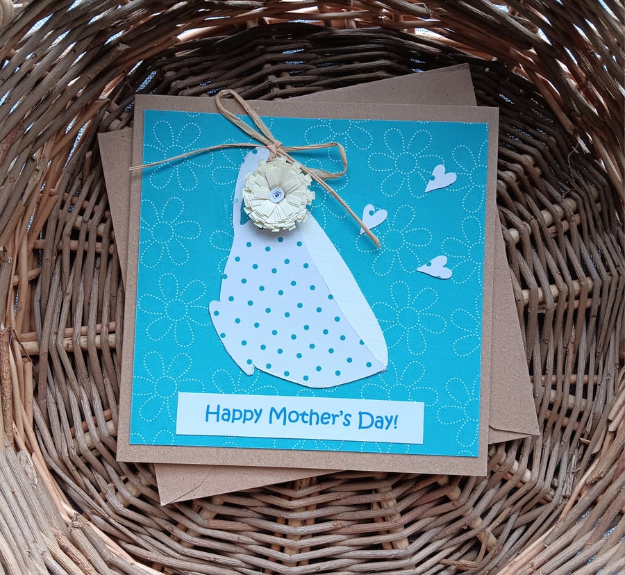 Perfectly Imperfect Teacup Mother's Day Card with Quilled Flower Size 5" x 5 " 