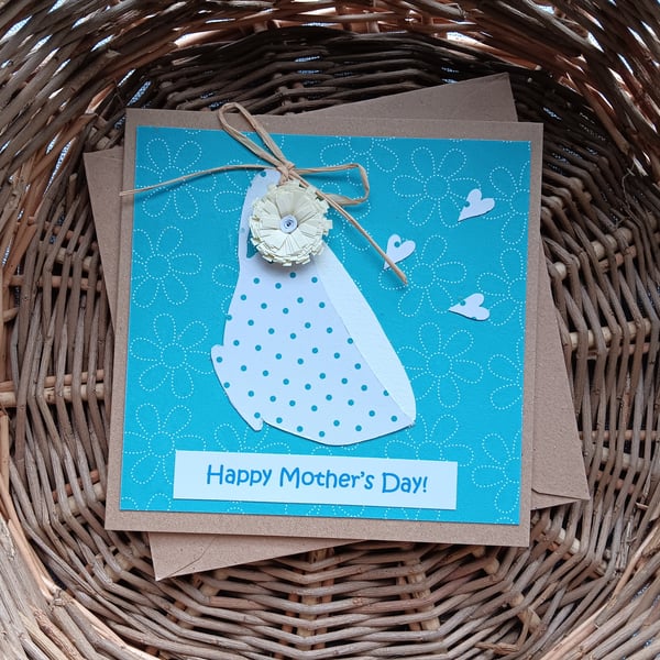 Perfectly Imperfect Teacup Mother's Day Card with Quilled Flower Size 5" x 5 " 