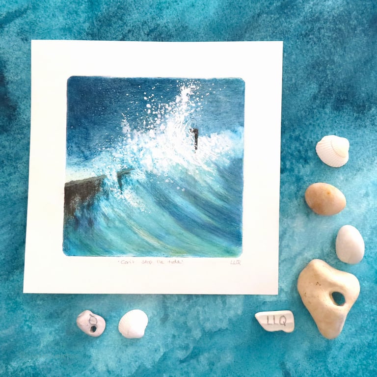 Crashing wave sea spray mixed media ocean surf series