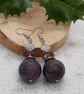 Statement jewellery - mauve, black and silver dangly earrings - Image 2