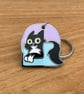 Tuxedo cat on chair keyring, Hard enamel sweet pastel keyring, Cat lover gift - Image 4