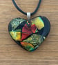 Bronze and Gold Dichroic Glass Heart Pendant