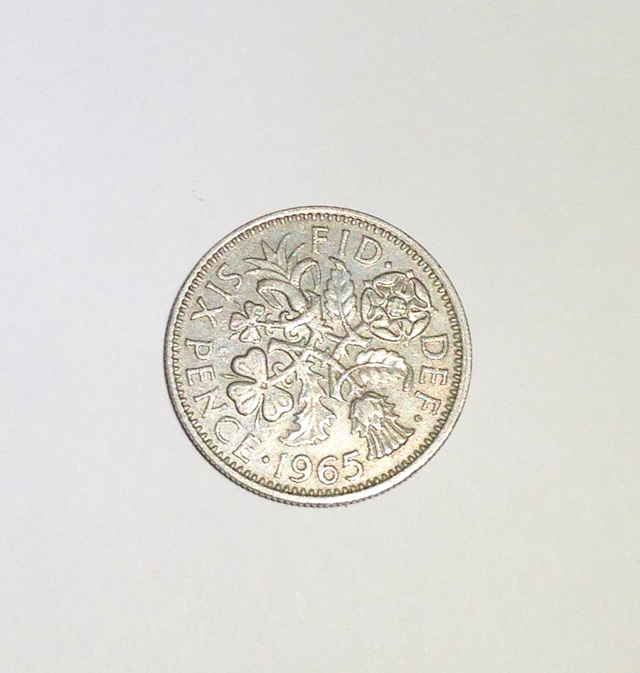Lucky Sixpence Dated 1965 for Crafting
