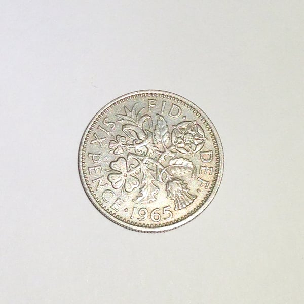 Lucky Sixpence Dated 1965 for Crafting