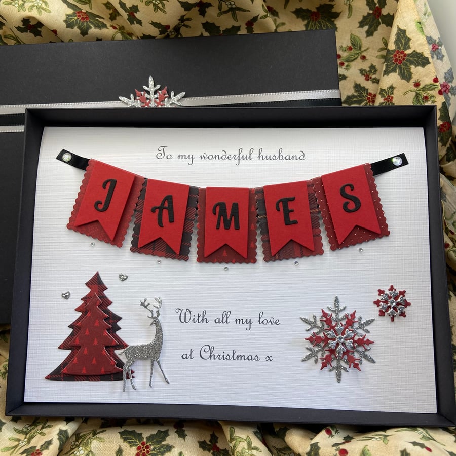 Personalised Christmas Card Husband Wife Son Daughter Gift Boxed Keepsake
