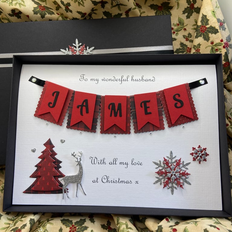 Personalised Christmas Card Husband Wife Son Daughter Gift Boxed Keepsake