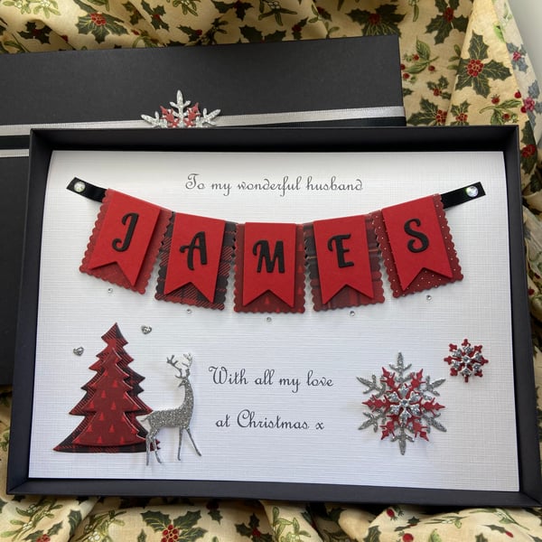 Personalised Christmas Card Husband Wife Son Daughter Gift Boxed Keepsake