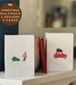Christmas Card multipack 2 designs 5 cards man sledge car tree