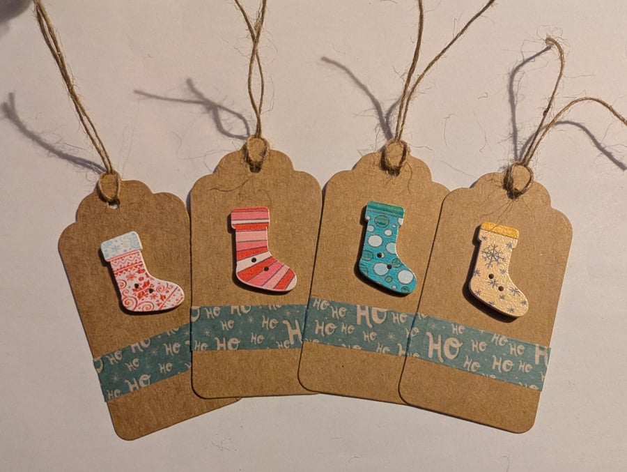 Homemade Christmas gift tags pack - stocking hohoho
