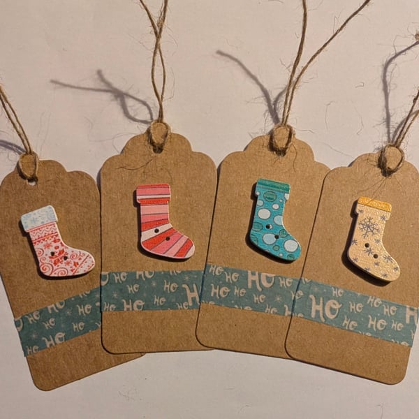 Homemade Christmas gift tags pack - stocking hohoho