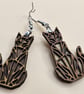Mismatched Geometric Cat Earrings - Handmade Wooden Statement Jewellery Gift