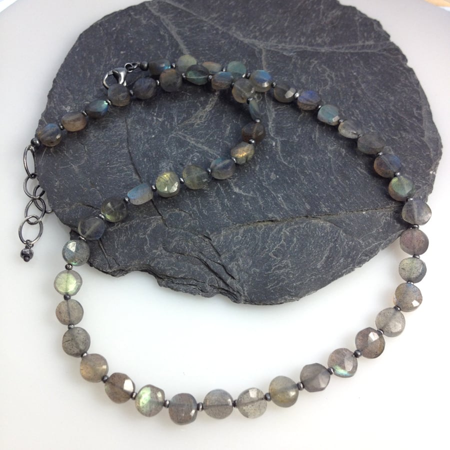 labradorite and silver necklace