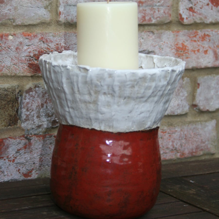 CUSTOMER ORDER DO NOT BUY Red & White hand made ceramic pot