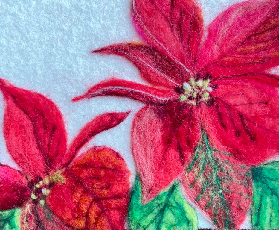 Hand felted Poinsettia Textile Artwork 